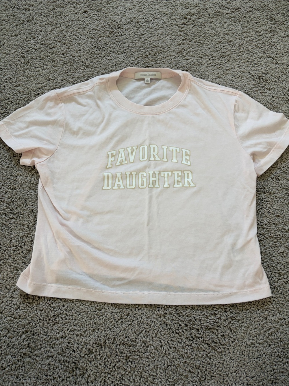 Favorite Daughter Light Pink Graphic Tee with White Lettering